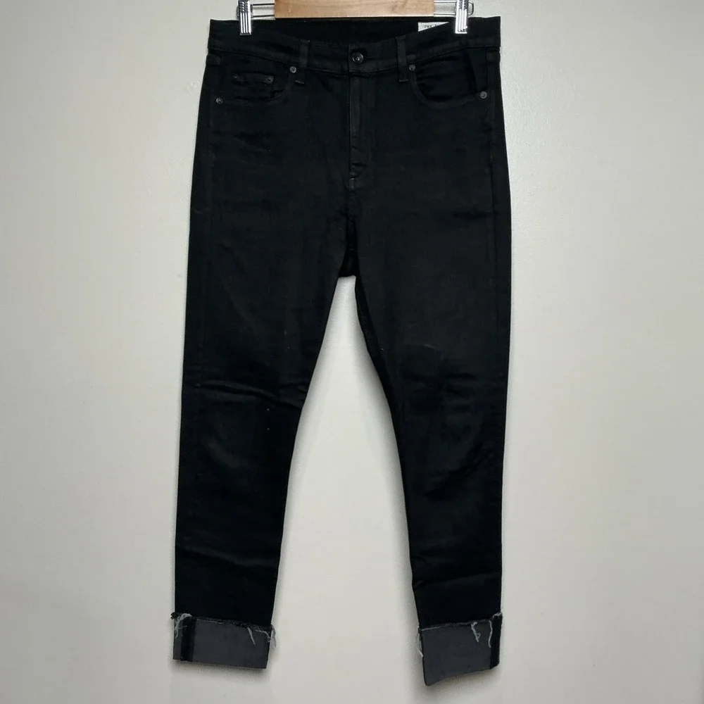 Rag & Bone Women's 10 Inch High Rise Dre Jeans Black Cotton Size 31 EUC - Picture 1 of 10
